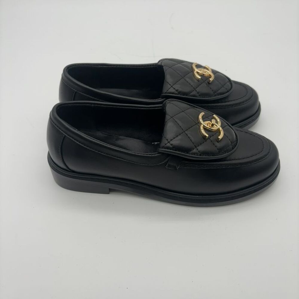 CHANEL Quilted Flats with Gold Logo - Picture 2 of 6